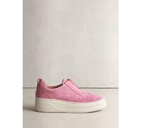 Next Pink Suede Signature Leather Chunky Wedge Platform Trainers