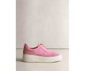 Next Pink Suede Signature Leather Chunky Wedge Platform Trainers