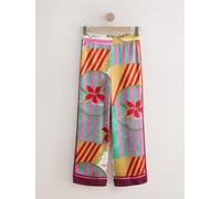 Next Pink/Turquoise Floral Print Satin Wide Leg Trousers