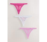 Next Pink/White G-String Mesh and Lace Knickers 3 Pack