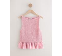 Next Pink/White Shirred Peplum Top