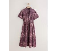 Next Plum Purple Floral Printed Short Sleeve Utility Midi Dress Plum Purple Floral Printed EU 40 (UK 12)
