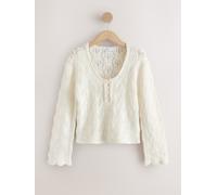 next Pointelle Knit Long Sleeve Henley Jumper crème XS Reg (FR 36)