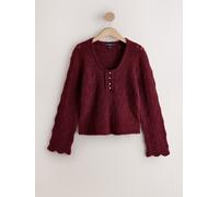 next Pointelle Knit Long Sleeve Henley Jumper rouge M Regular (FR 42-44)