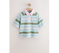 Next Polo de rugby à col à manches courtes Bleu/Rose Rayé S (EU 36-38)