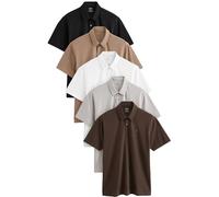 NEXT Polo Standard en Jersey à Manches Courtes, Lot de 5 Neutre/Monochrome 3XL