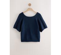 Next Poncho tricoté à dos torsadé bleu XL (FR 50-52)