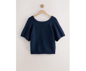 Next Poncho tricoté à dos torsadé bleu XL (FR 50-52)