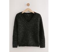 next Pull en grosse maille à col en V et sequins Noir XXL Regular (FR 54-56)