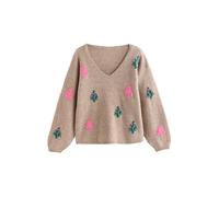 Next Neutral Bright Trees V-Neck Matching Family Christmas Jumper