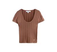 Next Chocolate Brown Scoop Neck Pointelle Short Sleeve T-Shirt
