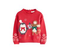 Next Pull-over 'Christmas Character' caramel / gris foncé / rouge vif / blanc, Taille 98