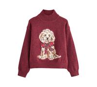 Next Pull-over 'Christmas Dog' mélange de couleurs / lie de vin, Taille 116