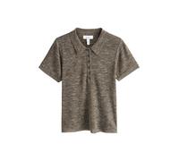 Next Olive Green N. Premium Linen Blend Collar Henley Fitted T-Shirt
