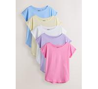 Next Purple/Blue/Yellow/Pink/White Cap Sleeve Cotton T-Shirts 5 Pack