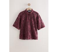 Next Purple Lace Short Sleeve Tie Back Shirt Purple EU 42 (UK 14)