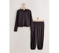 Next Pyjama à manches longues et jambes bouffantes en jersey, boutonné sur le devant Brun XL Regular (FR 50-52)