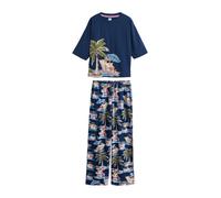 Next Pyjama bleu marine / bleu clair / vert / abricot, Taille 4XL-5XL