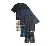 Next Pyjama court beige clair / bleu marine / gris foncé / noir, Taille S