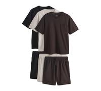 Next Pyjama court beige clair / marron / noir, Taille M