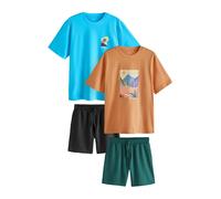 Next Pyjama court bleu clair / caramel / anthracite / vert foncé, Taille XL
