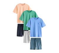 Next Pyjama court bleu foncé / gris chiné / vert gazon / orange pastel, Taille XXL