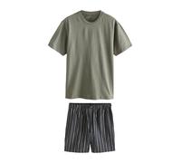 Next Pyjama court bleu foncé / olive / blanc, Taille XXL