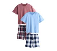 Next Pyjama court bleu marine / bleu clair / rouge pastel / blanc cassé, Taille M