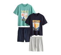 Next Pyjama court 'Frankie Thorpe' marine / gris chiné / émeraude / noir, Taille L