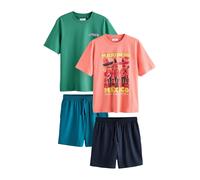 Next Pyjama court pétrole / émeraude / orange clair / noir, Taille S