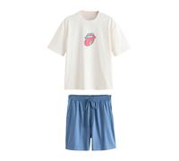 Next Pyjama court 'The Rolling Stones' bleu marine / turquoise / framboise / blanc, Taille S