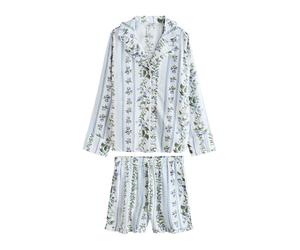Next Pyjama crème / bleu pastel / vert foncé, Taille XXL