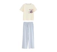 Next Pyjama écru / bleu ciel / marron / bourgogne, Taille M