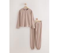 next Pyjama Henley confortable à manches longues gaufré crème XL Tall (FR 50-52)