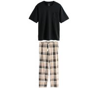 Next Pyjama long beige / bleu marine / marron / noir, Taille M