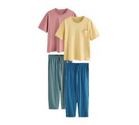 Next Pyjama long bleu cobalt / jaune / roseau / rose ancienne, Taille XS