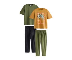 Next Pyjama long bleu marine / olive / orange pastel, Taille S