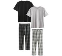 Next Pyjama long gris / gris clair / noir, Taille XS