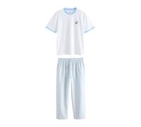 Next Pyjama long 'Snoopy Breakfast' bleu-gris / caramel / noir / blanc, Taille XL