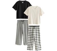 Next Black/White Short Sleeve 100% Cotton Pyjamas 2 Pack