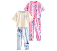 Next Pyjama 'Stitch' bleu / bleu clair / jaune pastel / rose, Taille 128