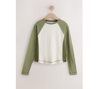 next Raglan Long Sleeve Washed Effect Raw Seam T-Shirt crème XS (FR 36)