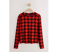 Next Red/Black Soft Touch Lightweight Ribbed Long Sleeve T-Shirt with TENCEL Lyocell