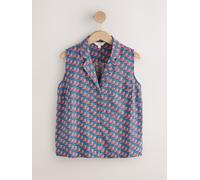 Next Red/Blue Deck Chair Print Revere Collar Sleeveless Shirt with Linen Red/Blue Deck Chair Print EU 40 (UK 12)