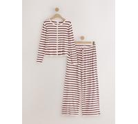 Next Red/Blue Stripe Ribbed Long Sleeve Pyjamas