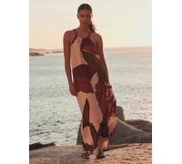 Next Red/Brown High Neck Volume Maxi Dress Red/Brown EU 46 Tall (UK 18 T)