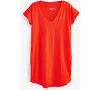 Next Red Cotton Cap Sleeve V-Neck Mini Dress Red S Regular (EU 36-38)