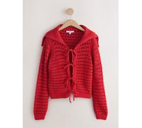 Next Red Cotton Rich Mesh Tie Front Cardigan