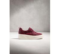 Next Red Croc Effect Signature Leather Chunky Wedge Platform Trainers