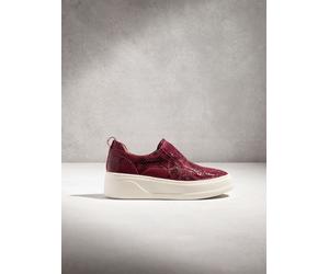 Next Red Croc Effect Signature Leather Chunky Wedge Platform Trainers